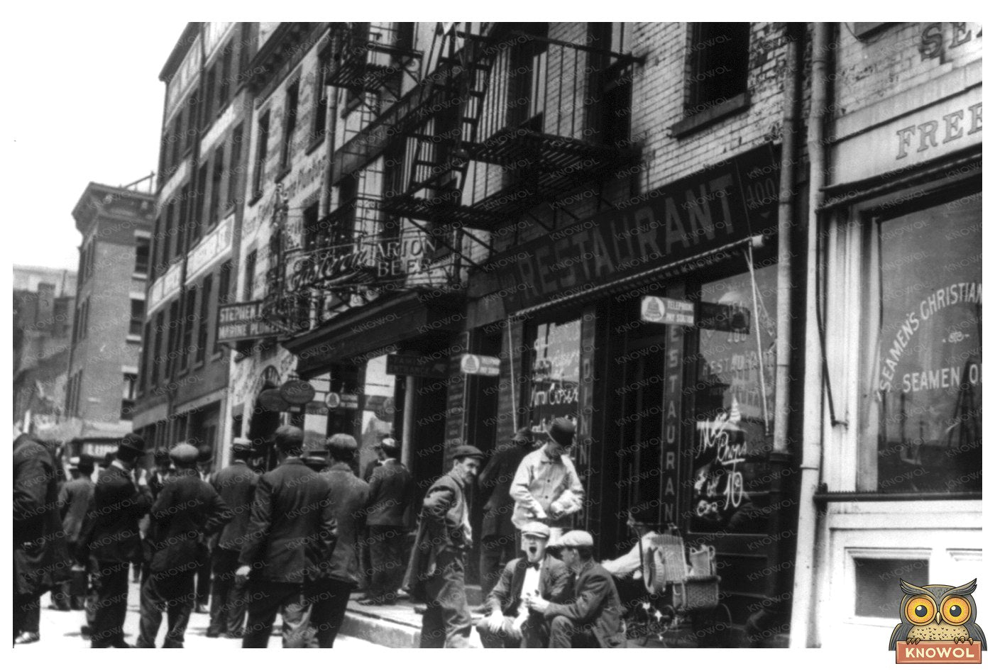 Seamen Gathered Outside NYCs Maritime Haven, 1911