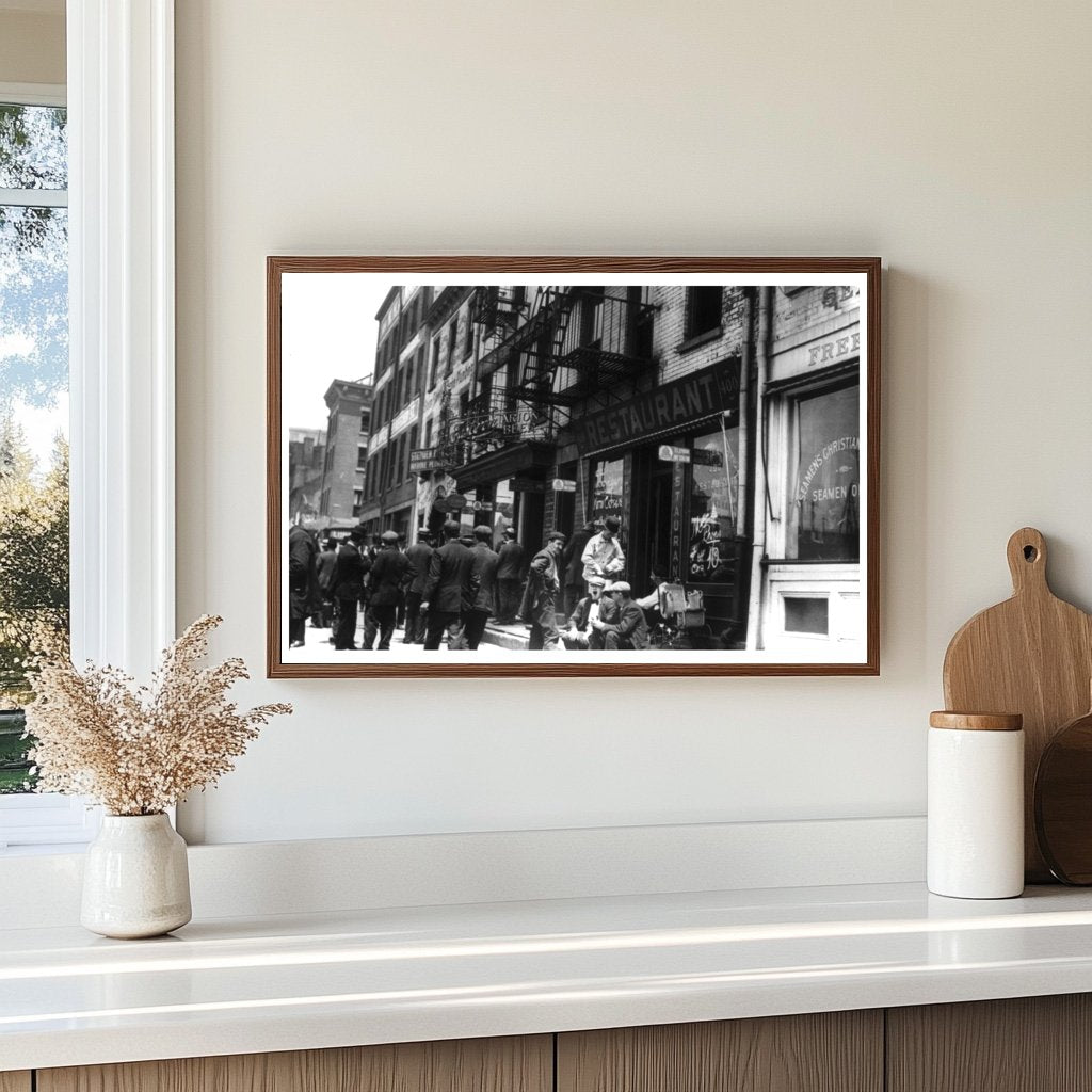 Seamen Gathered Outside NYCs Maritime Haven, 1911