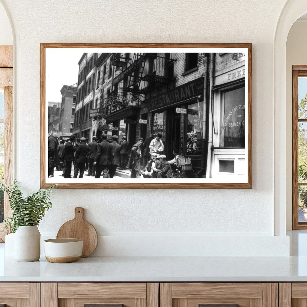 Seamen Gathered Outside NYCs Maritime Haven, 1911