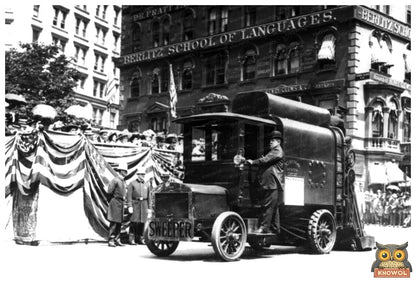 Vintage Auto Street Cleaner in Bustling NYC, 1907-1913