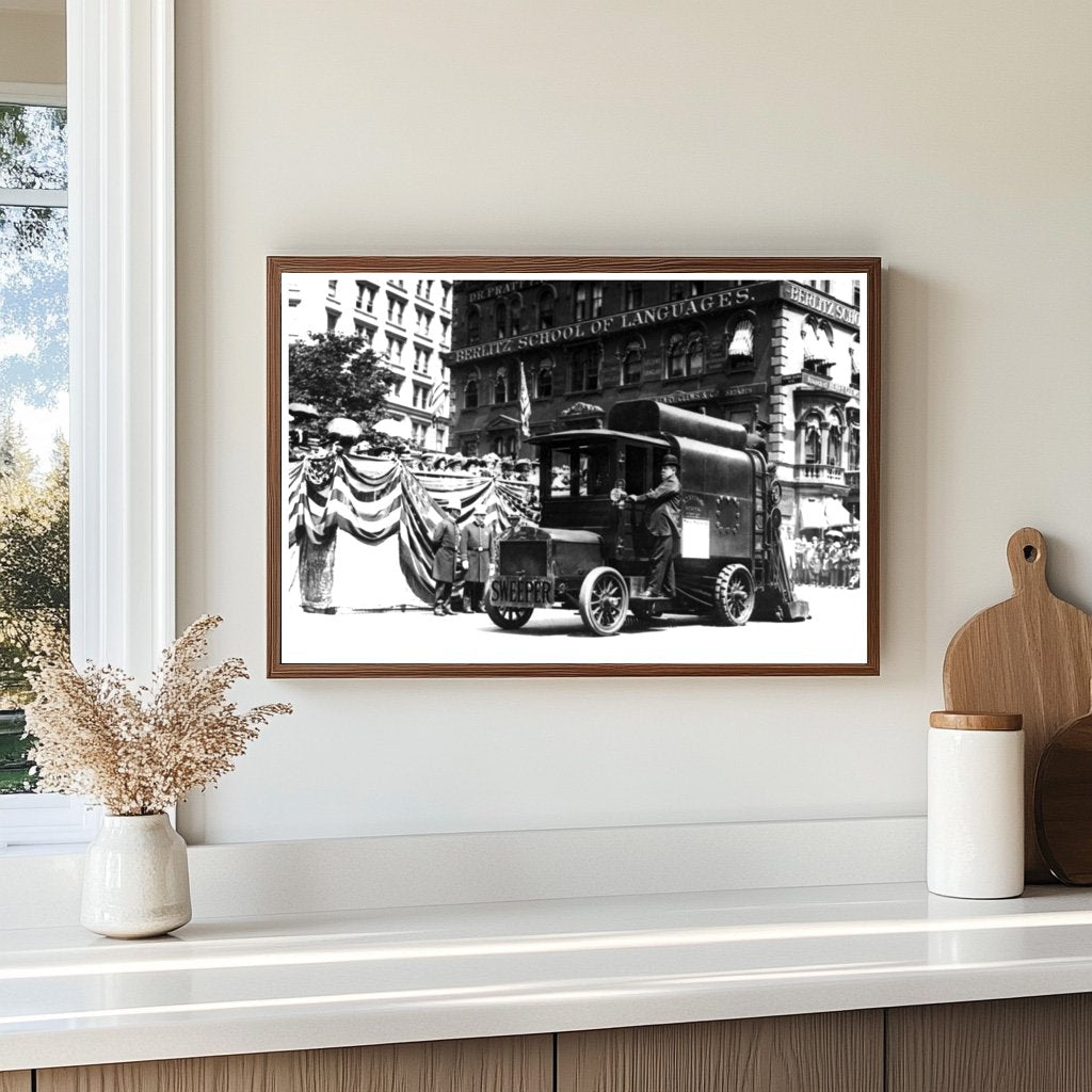 Vintage Auto Street Cleaner in Bustling NYC, 1907-1913