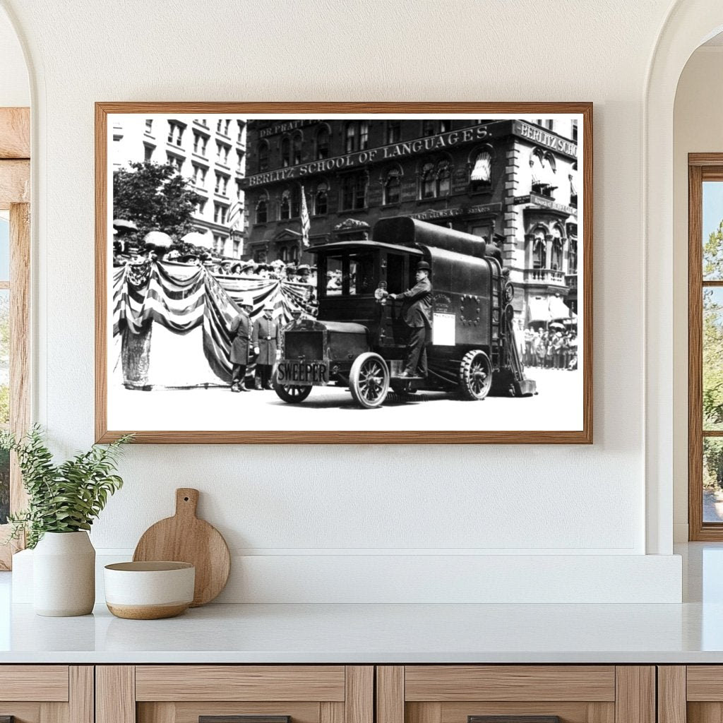 Vintage Auto Street Cleaner in Bustling NYC, 1907-1913