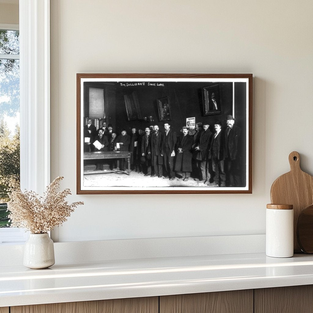 1910 Bowery Men Waiting in Line for New Shoes