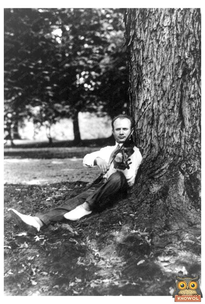 Mischa Elman Serenely Playing Violin Beneath Tree c.1918
