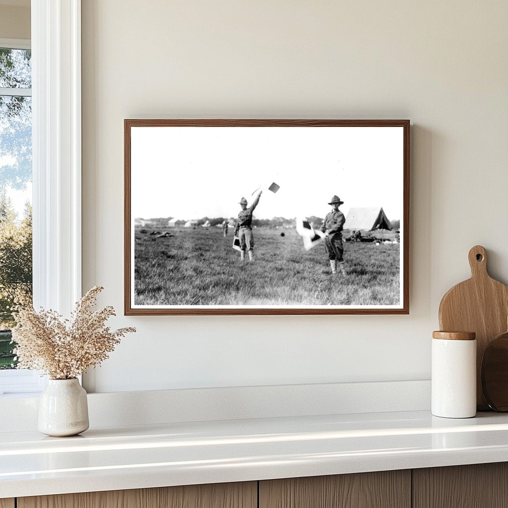 1915 Soldiers Signaling During National Guard Drills