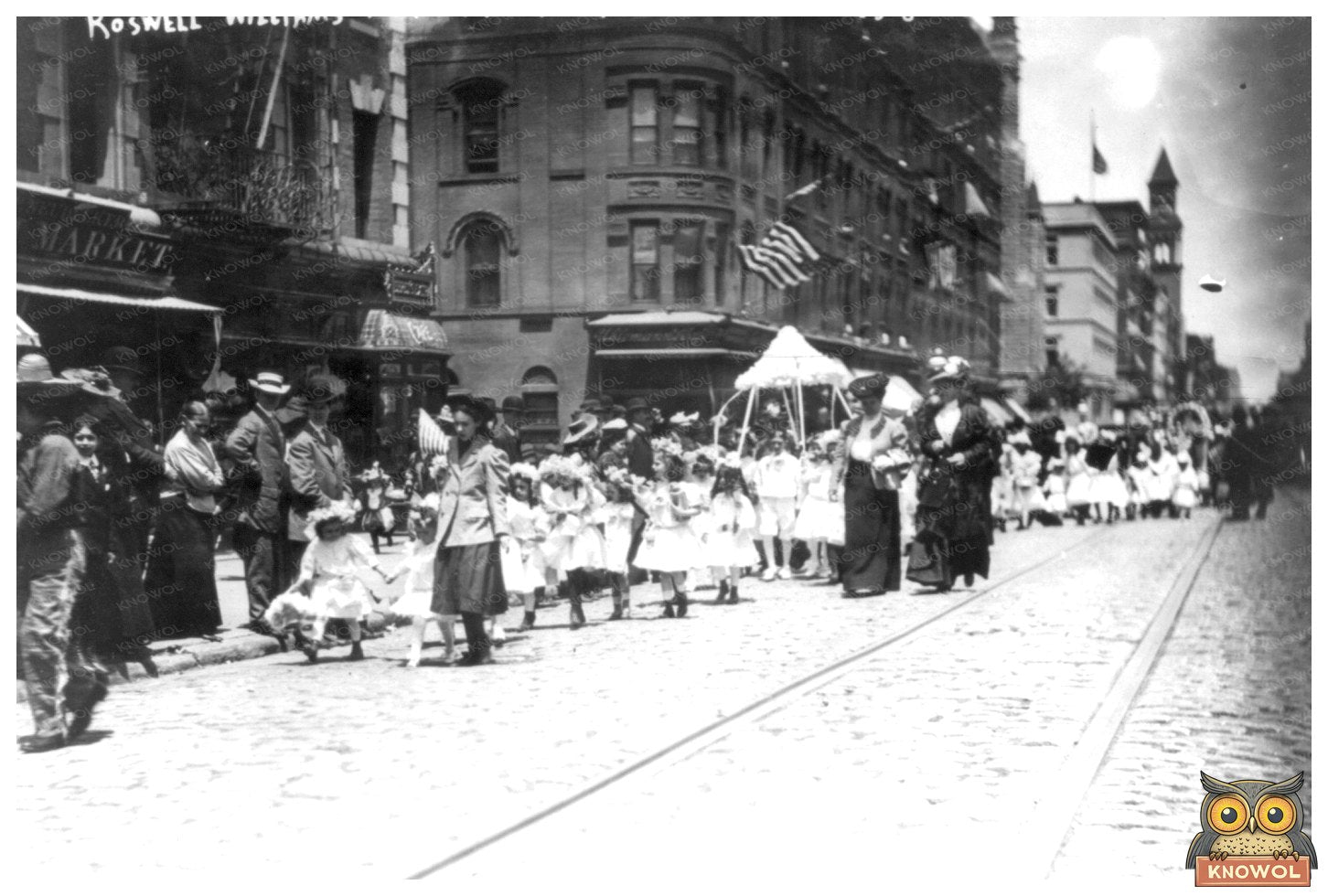 Charming Girls in White Dresses at 1907 NYC Parade
