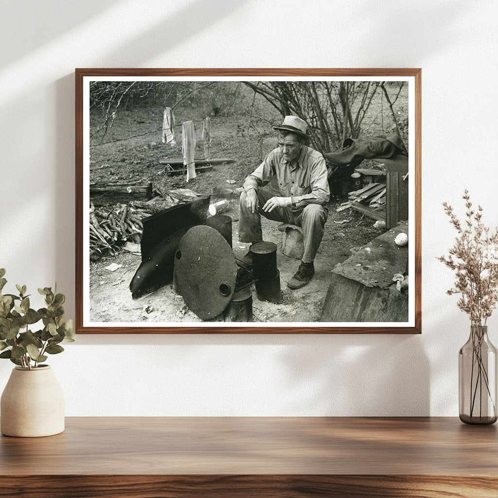 Migrant Worker by Campfire Harlingen Texas 1939