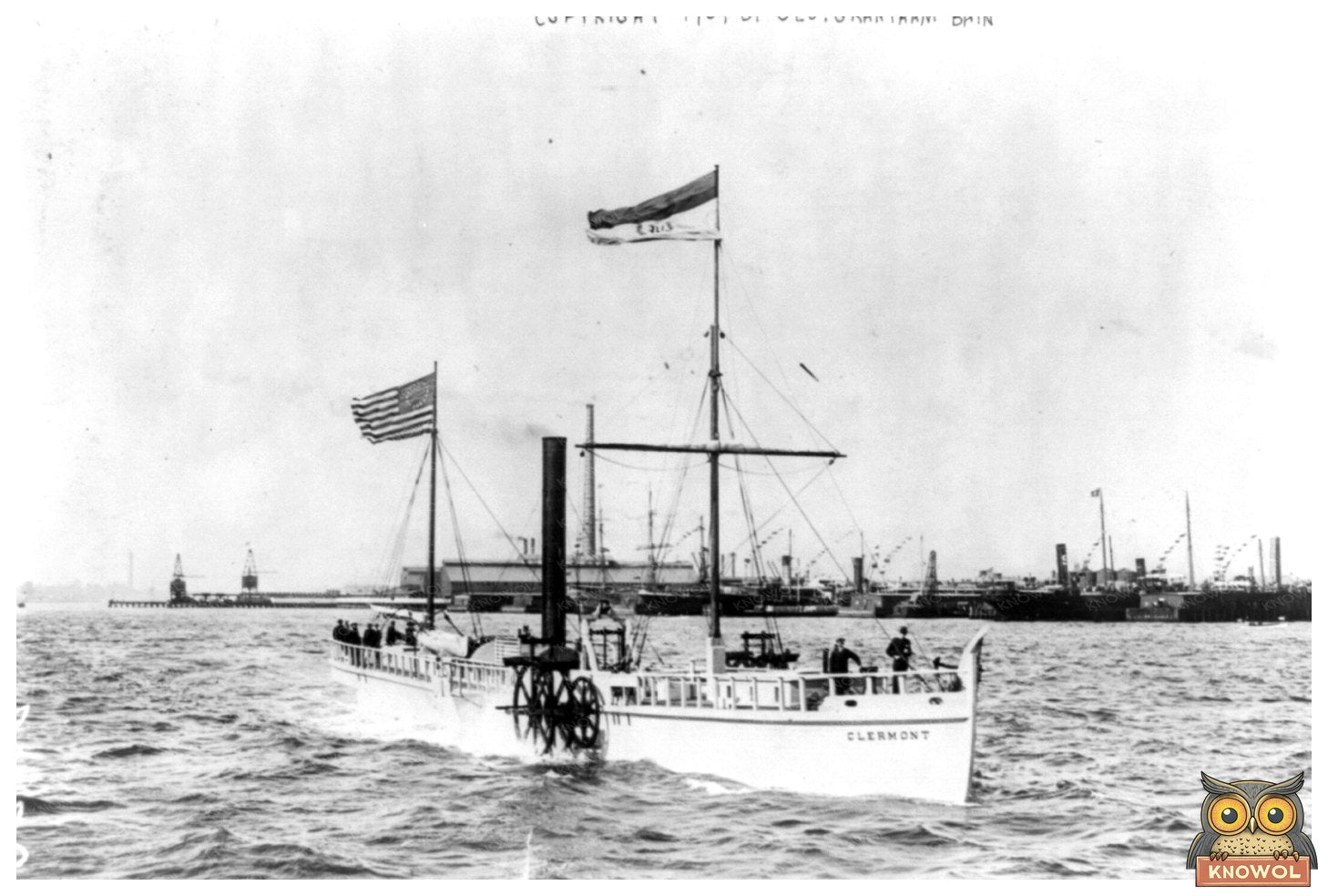 Historic Clermont Steamboat on Hudson River, 1909