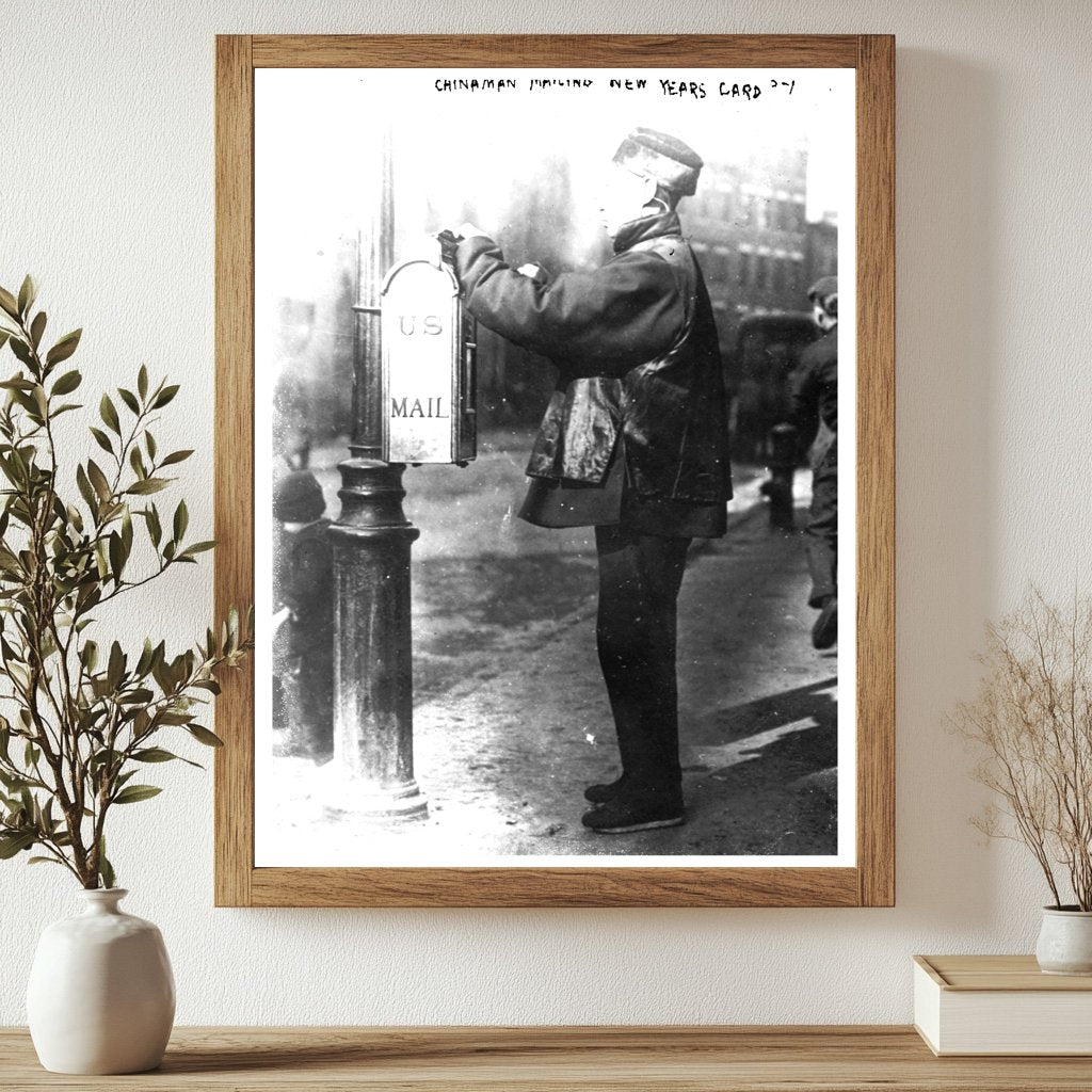 Chinese Man Sending Lunar New Year Greetings