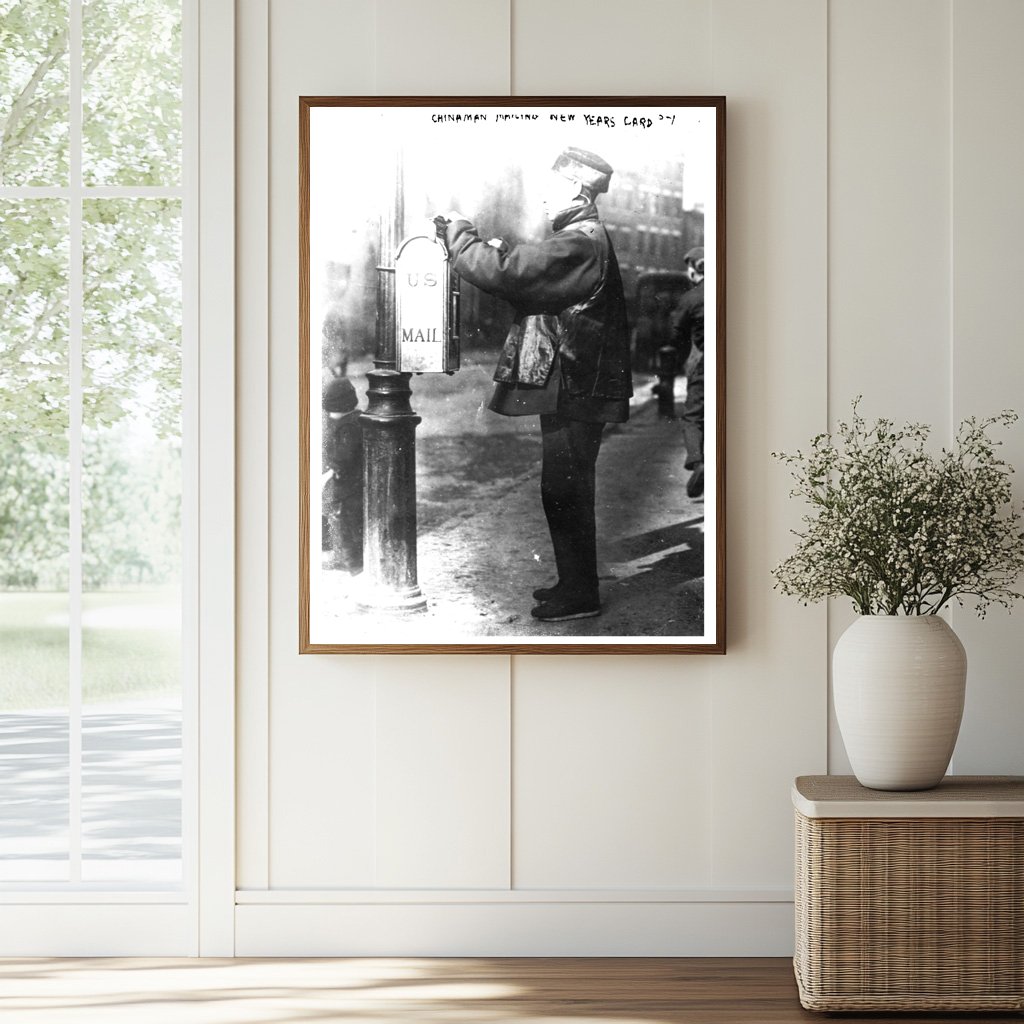 Chinese Man Sending Lunar New Year Greetings