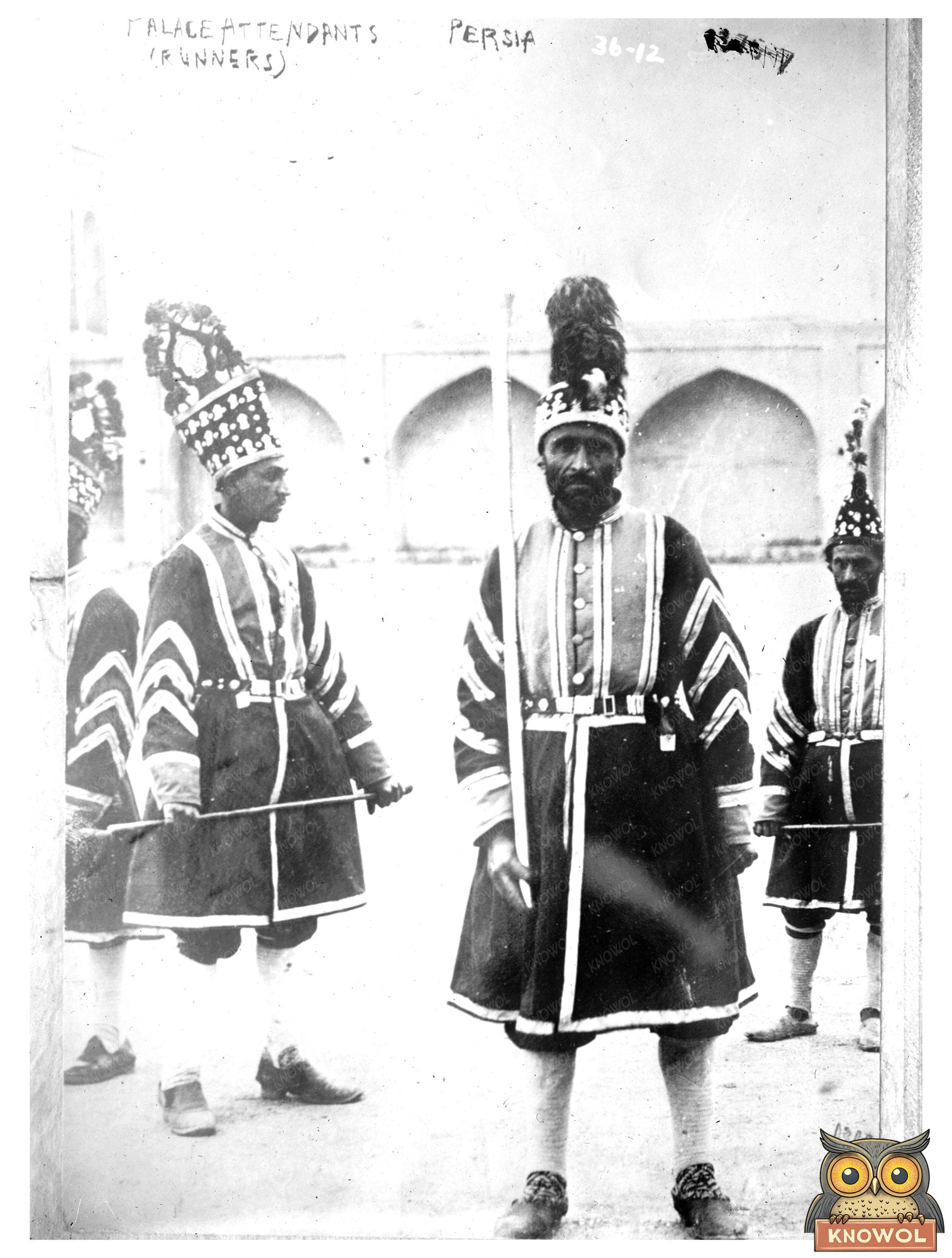 1918 Palace Attendants in Historical Persia Scene