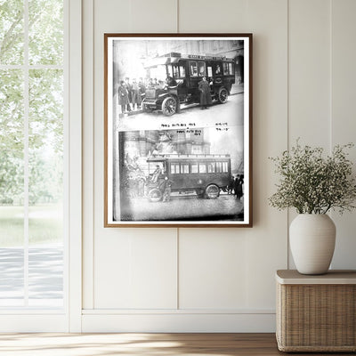 Vintage 1908 Paris Auto Bus in City Streets