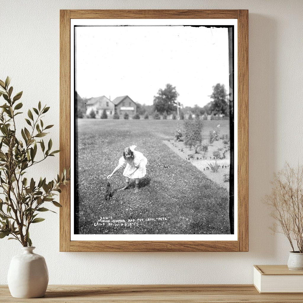 Playful Childhood: Marion and Her Pet Crow, Pete