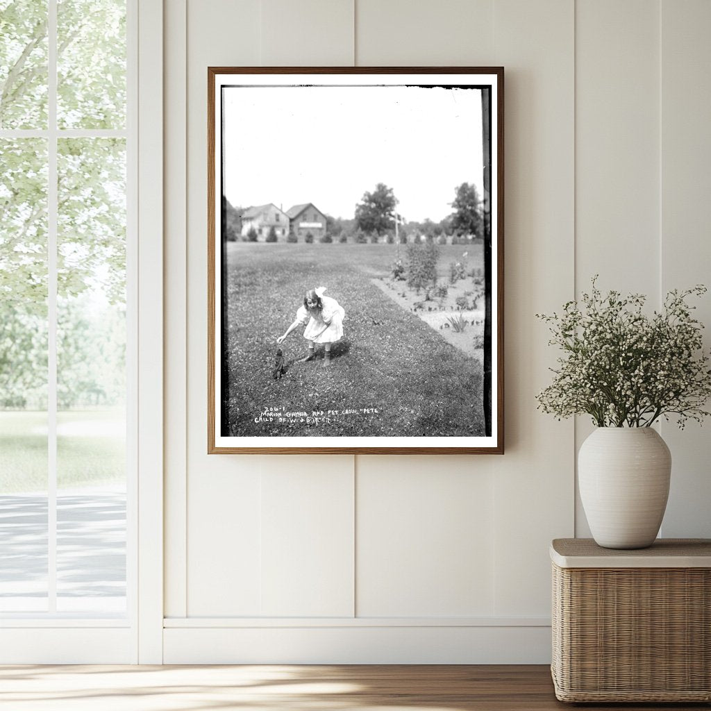 Playful Childhood: Marion and Her Pet Crow, Pete