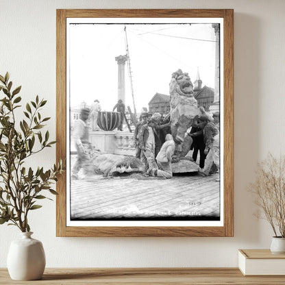 Coney Islands Majestic Staff Lion on Pedestal