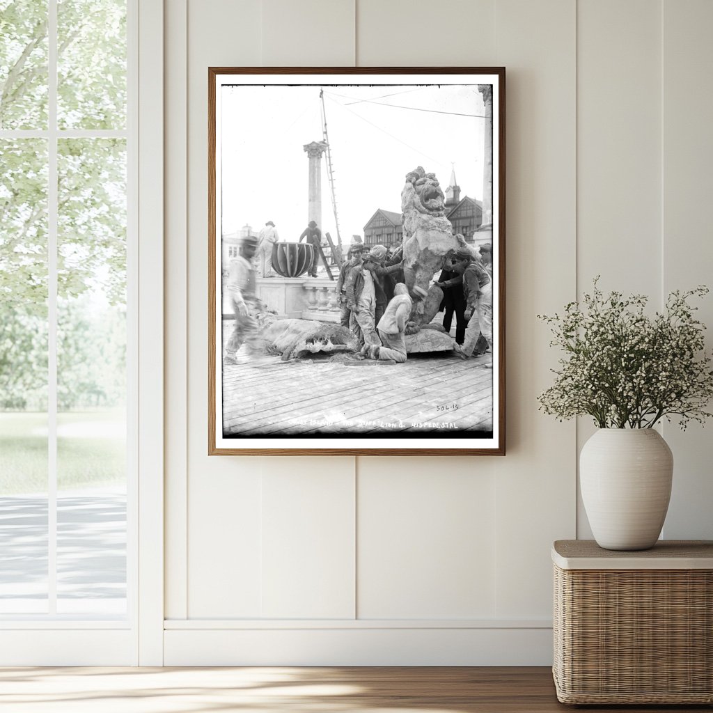 Coney Islands Majestic Staff Lion on Pedestal