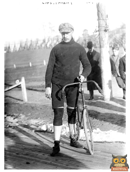 1909 Portrait of Cyclist Chas. Parent in Action