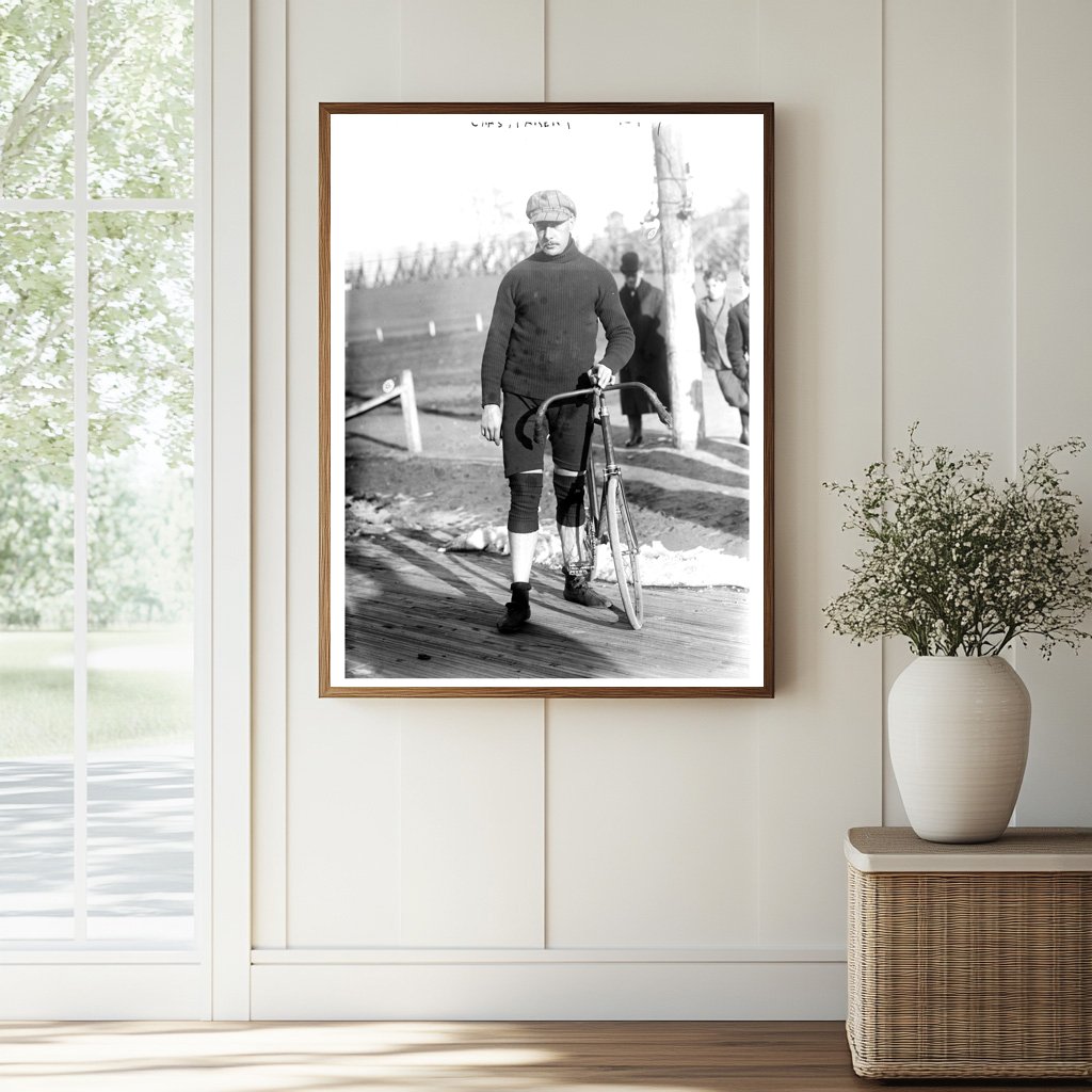 1909 Portrait of Cyclist Chas. Parent in Action