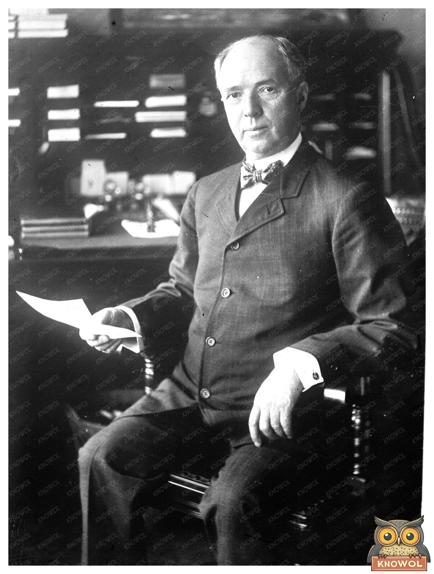 Historic Portrait of Oil Magnate with Paper