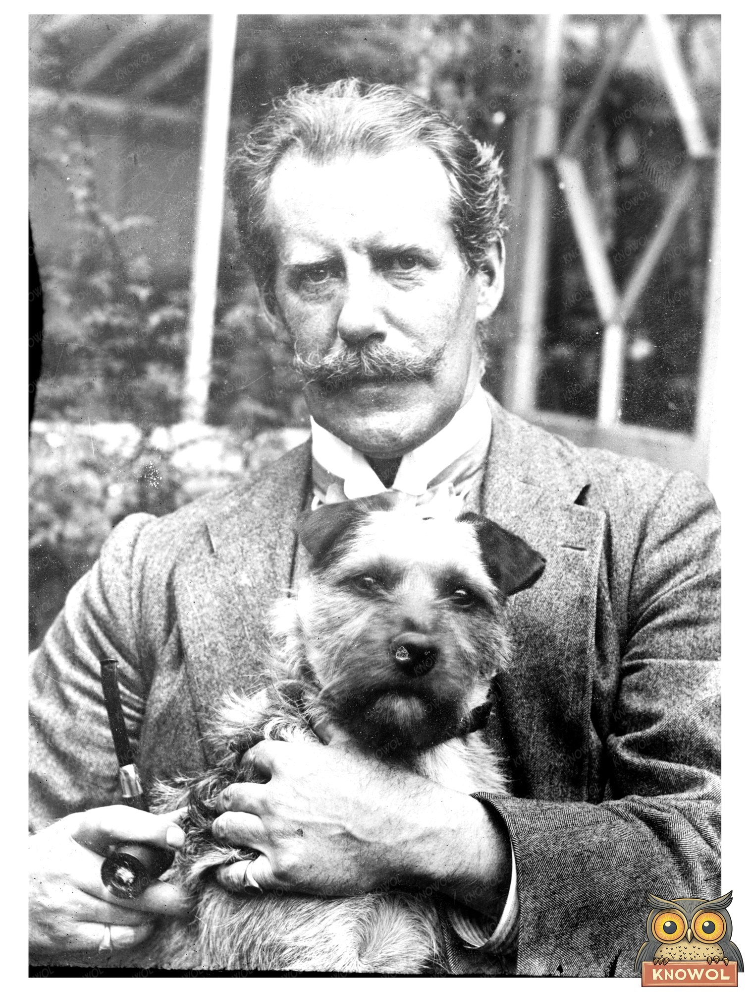 1910 Snapshot: Artist Embracing His Loyal Dog