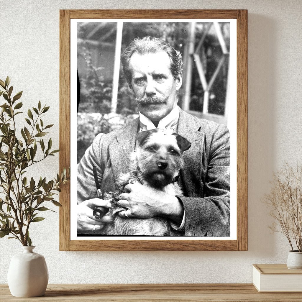 1910 Snapshot: Artist Embracing His Loyal Dog