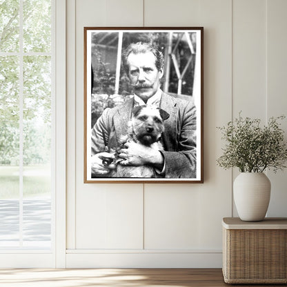 1910 Snapshot: Artist Embracing His Loyal Dog