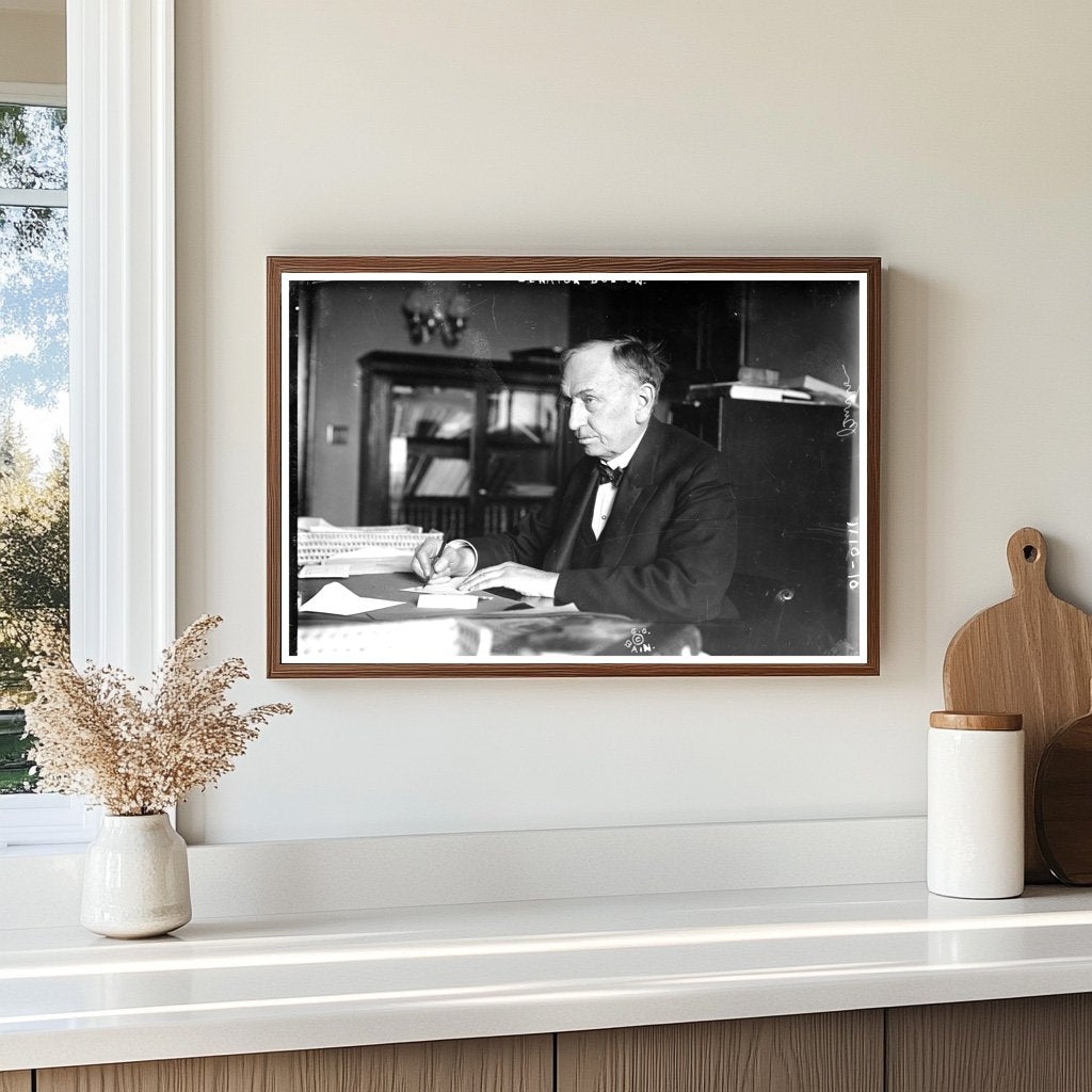 Senator Burton Captured Writing in Historic Moment