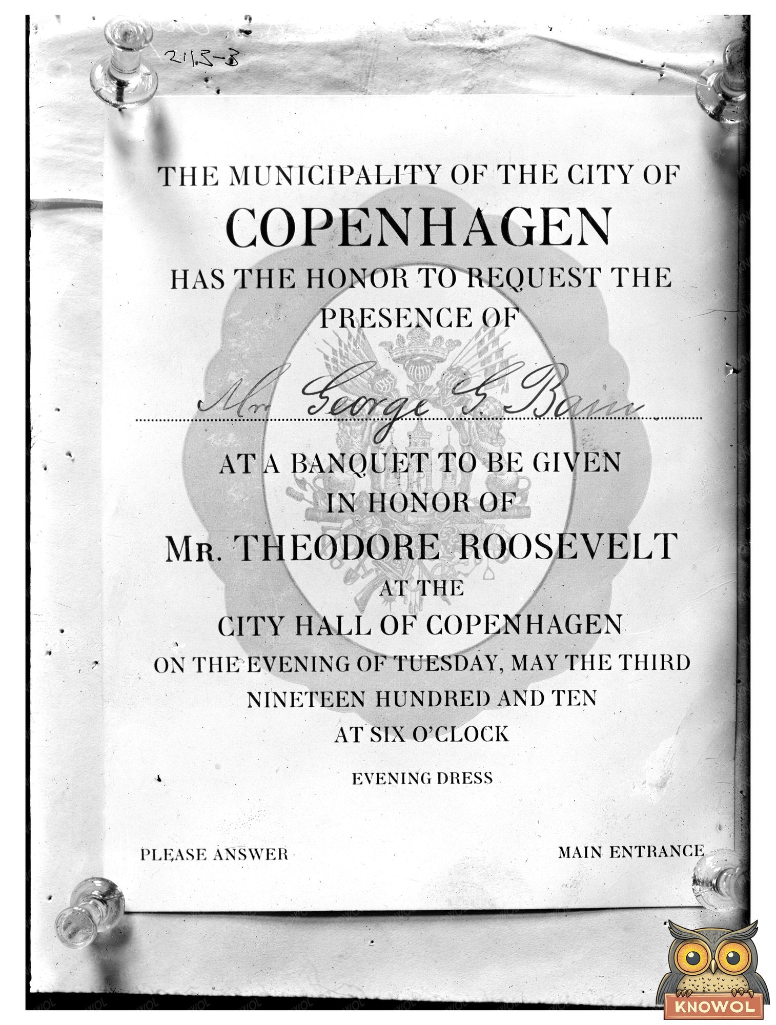 Vintage Invitation to Geo. Bains Event