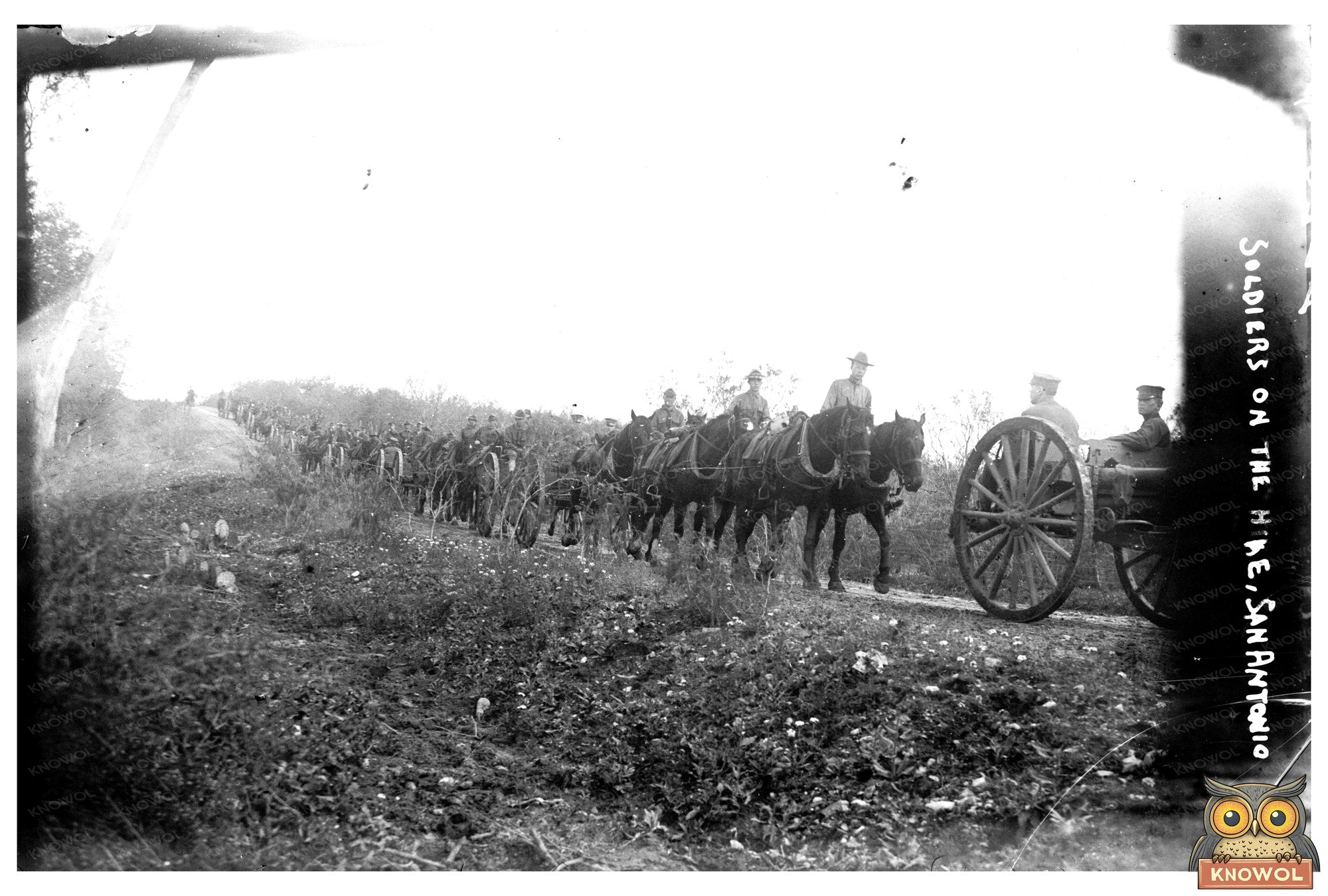 Historic Soldiers Hiking Through San Antonio, 1910s