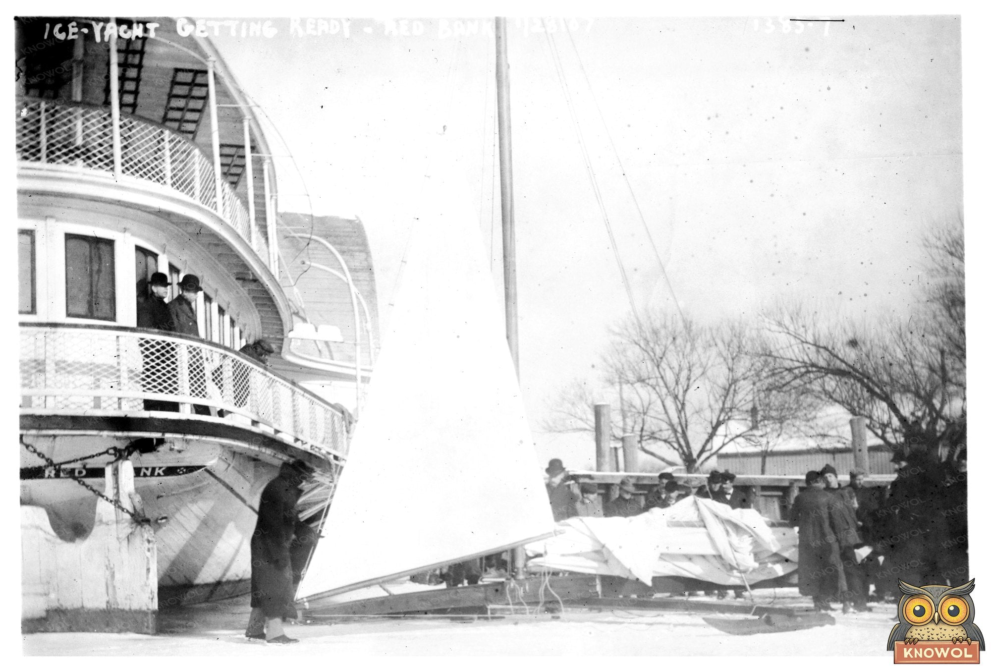 1907 Ice Yacht Preparing on New Jerseys Frozen Waters