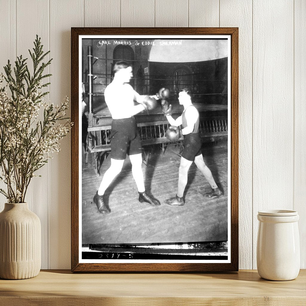 Intense Boxing Match: Morris vs. Sherman, 1910s