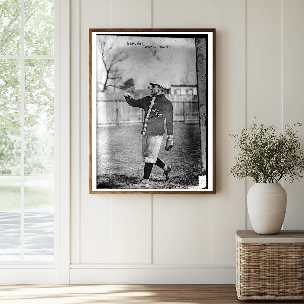 1912 Boston Red Sox Star Larry Gardner Action Shot