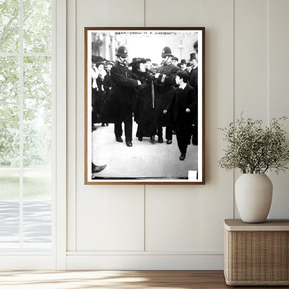 Bold Suffragette Arrest in Early 20th Century London