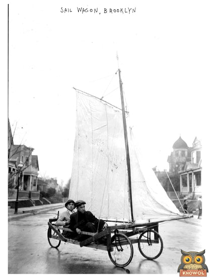 Vintage Sail Wagon in Early 20th Century Brooklyn