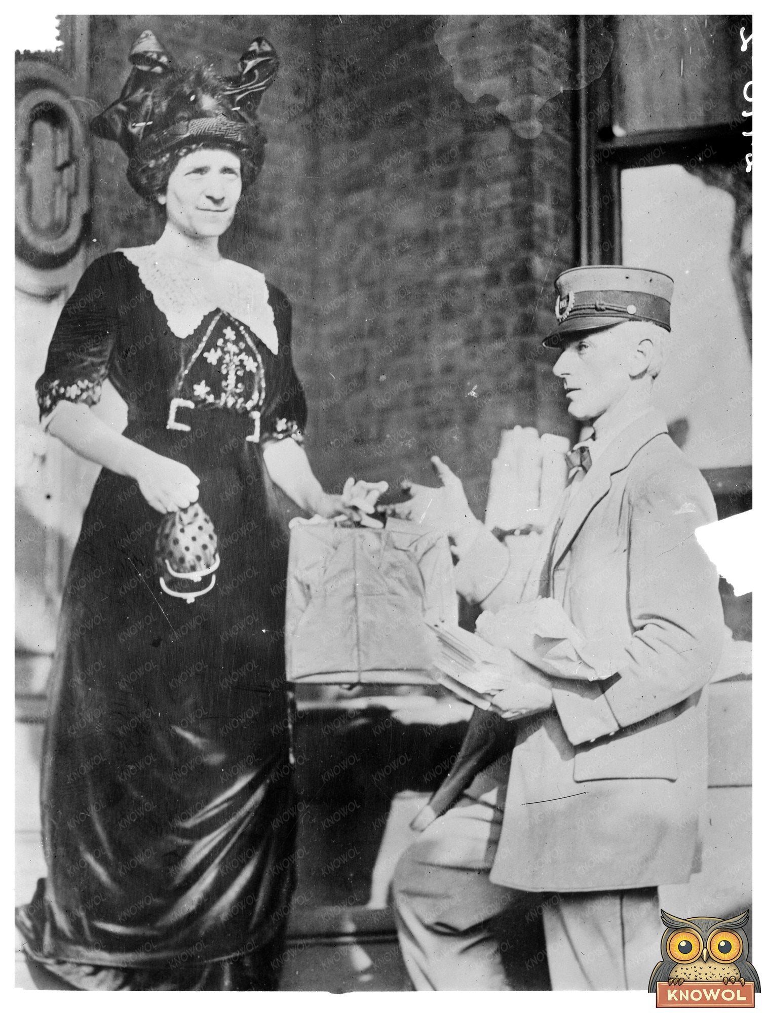 Mrs. Sulzer with Early 1900s Parcel Post Delivery