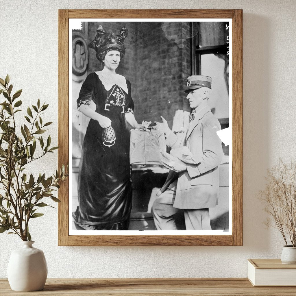 Mrs. Sulzer with Early 1900s Parcel Post Delivery