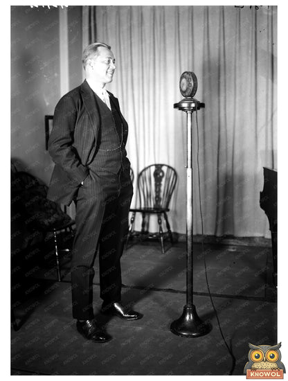 1925 Historic Broadcast: Speaker at Microphone