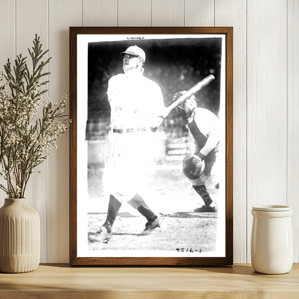 Vintage 1912 Baseball Star Louden in Detroit Action