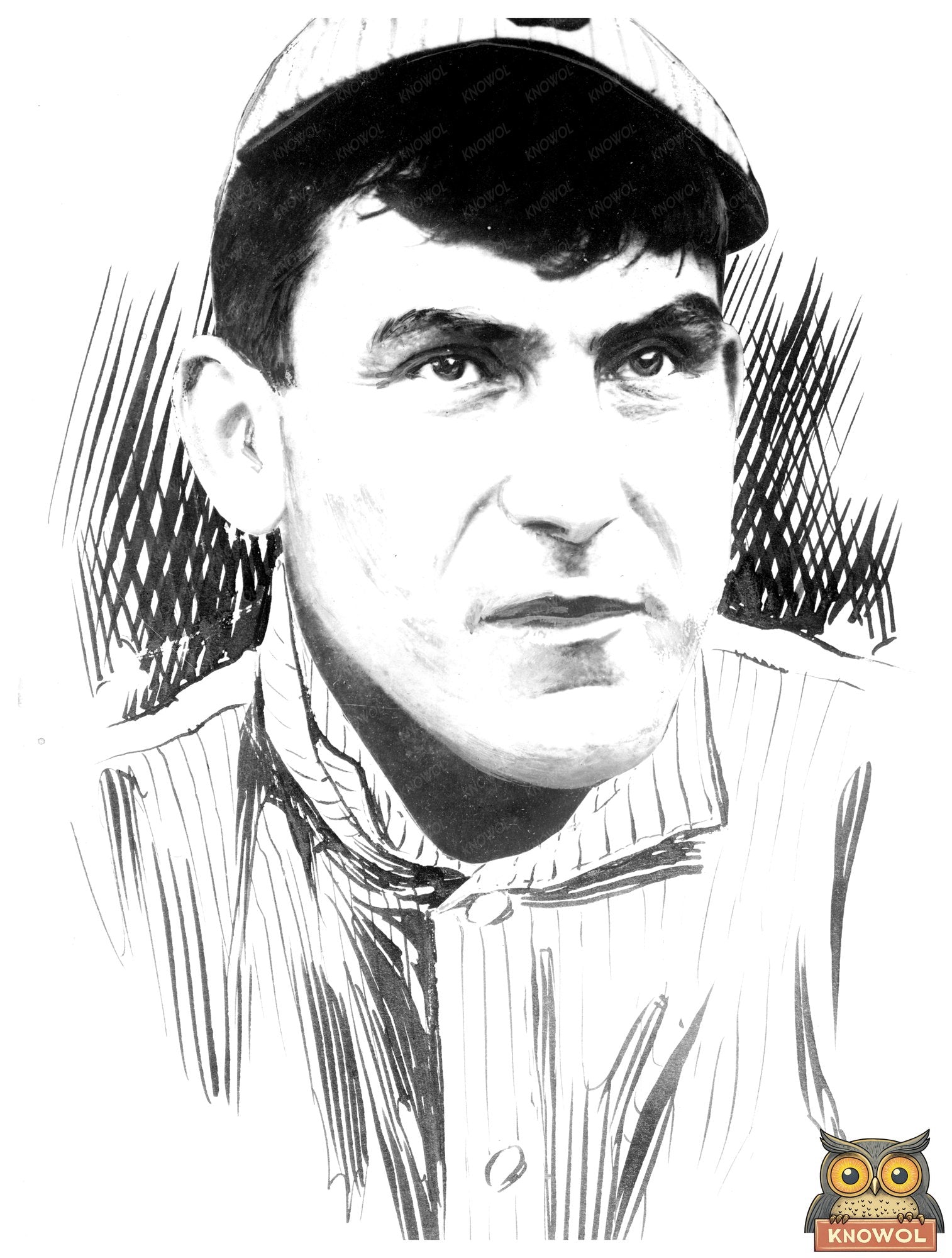 1913 Vintage Sketch of Baseball Star Nap Lajoie