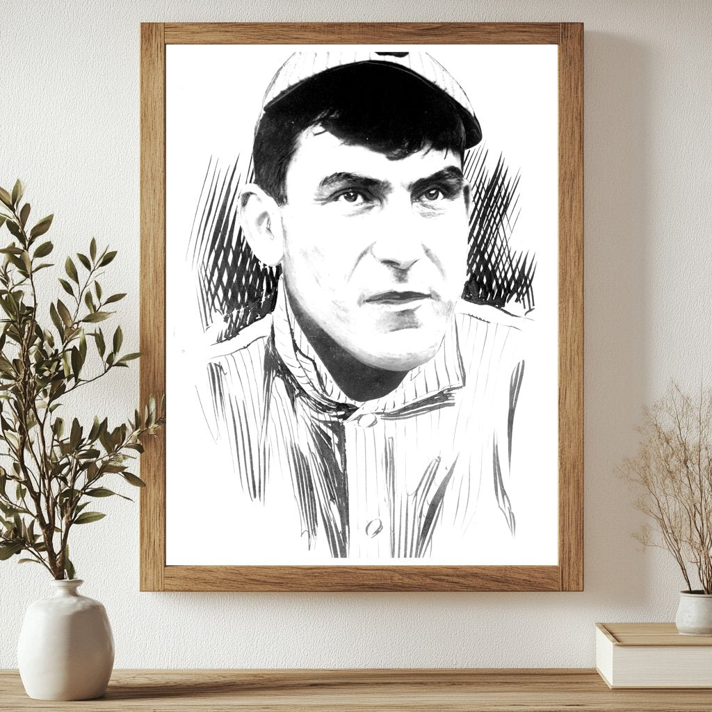 1913 Vintage Sketch of Baseball Star Nap Lajoie