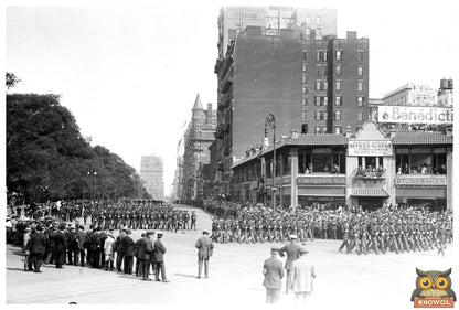 Vibrant 1913 Parade at Columbus Circle, NYC