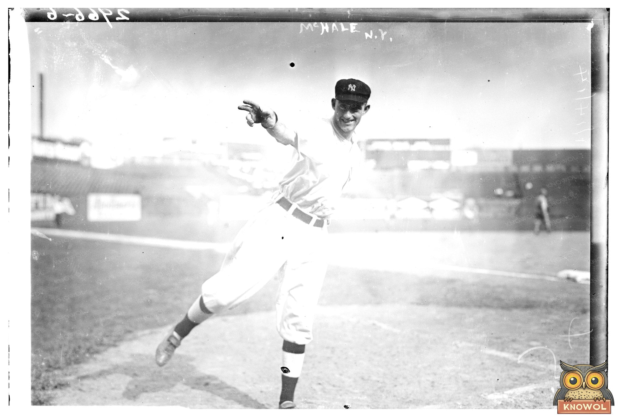 1914 New York AL Baseball Star Marty McHale Pitching