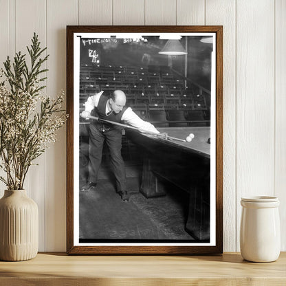 Early 1900s Pool Hall Scene with Engaged Player