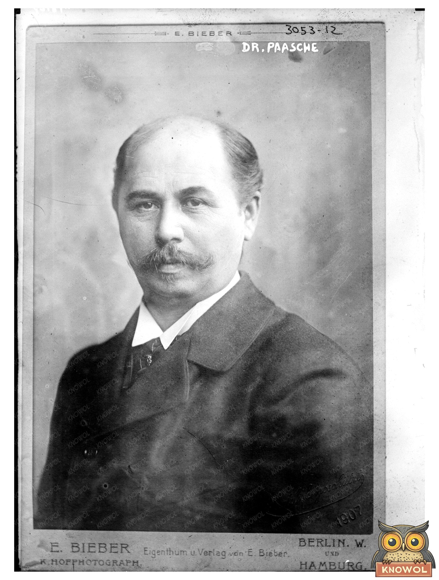 1907 Portrait of Dr. Paasche in Historic Glass Negative