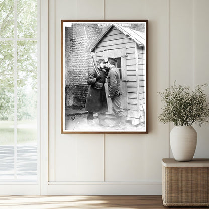 Historic "Feu, s'il vous plait" -- British & French at Étaples Print, Vintage Art