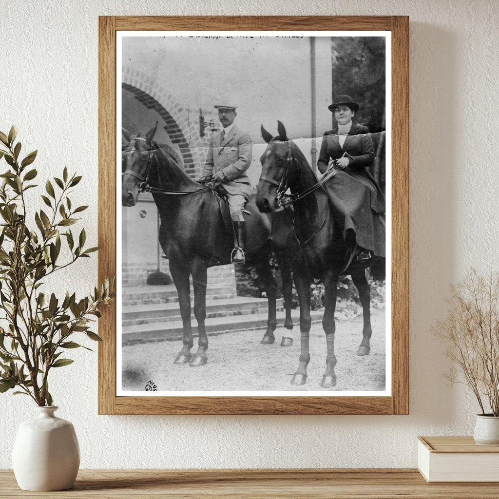 Historic Allan Stoneham and wife at Etaples Print, Vintage Art