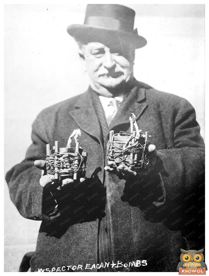 Historic Inspector Eagan & bombs Print, Vintage Art