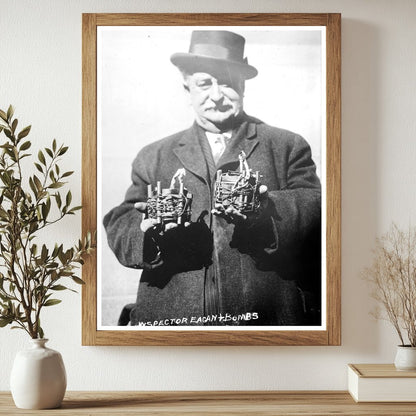 Historic Inspector Eagan & bombs Print, Vintage Art