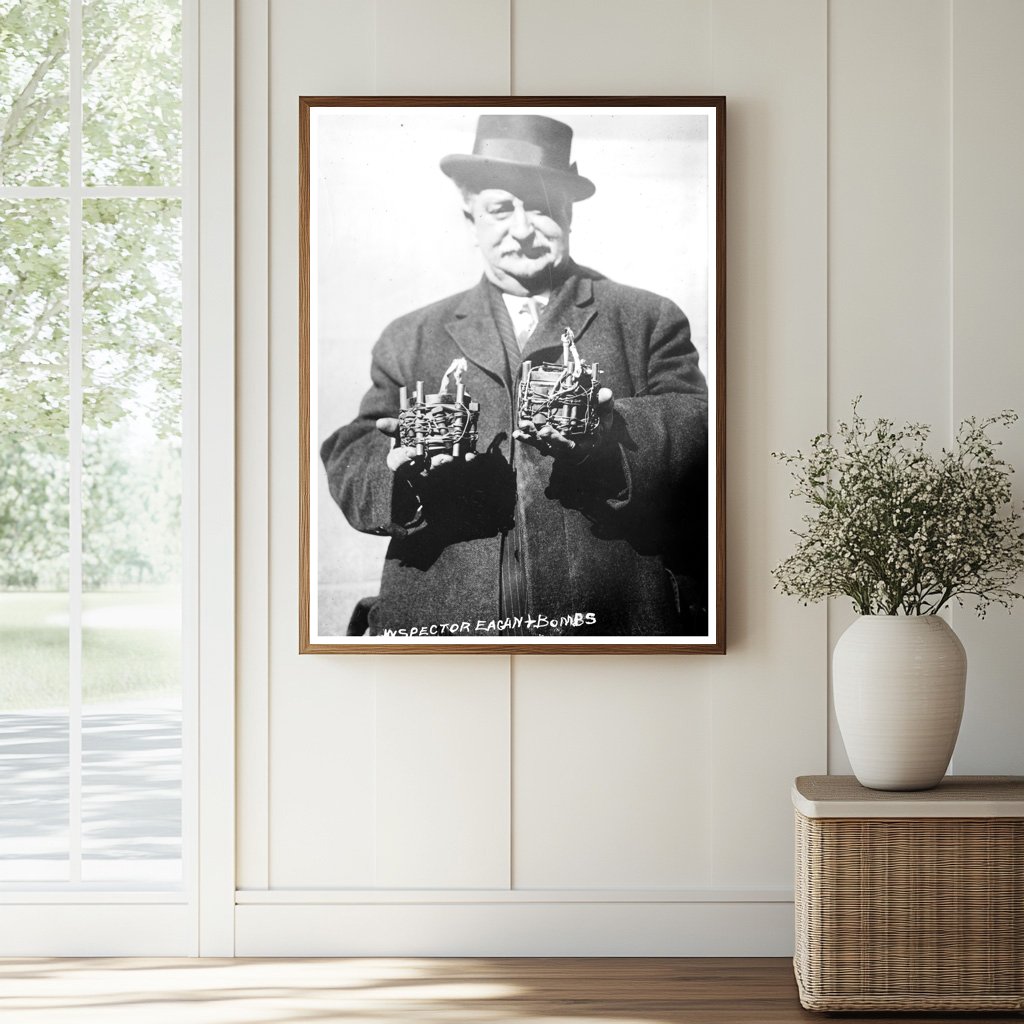Historic Inspector Eagan & bombs Print, Vintage Art