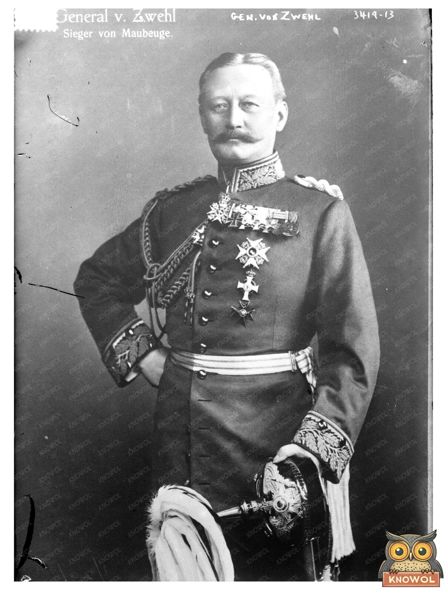 Historic Gen. von Zwehl Print, Vintage Art